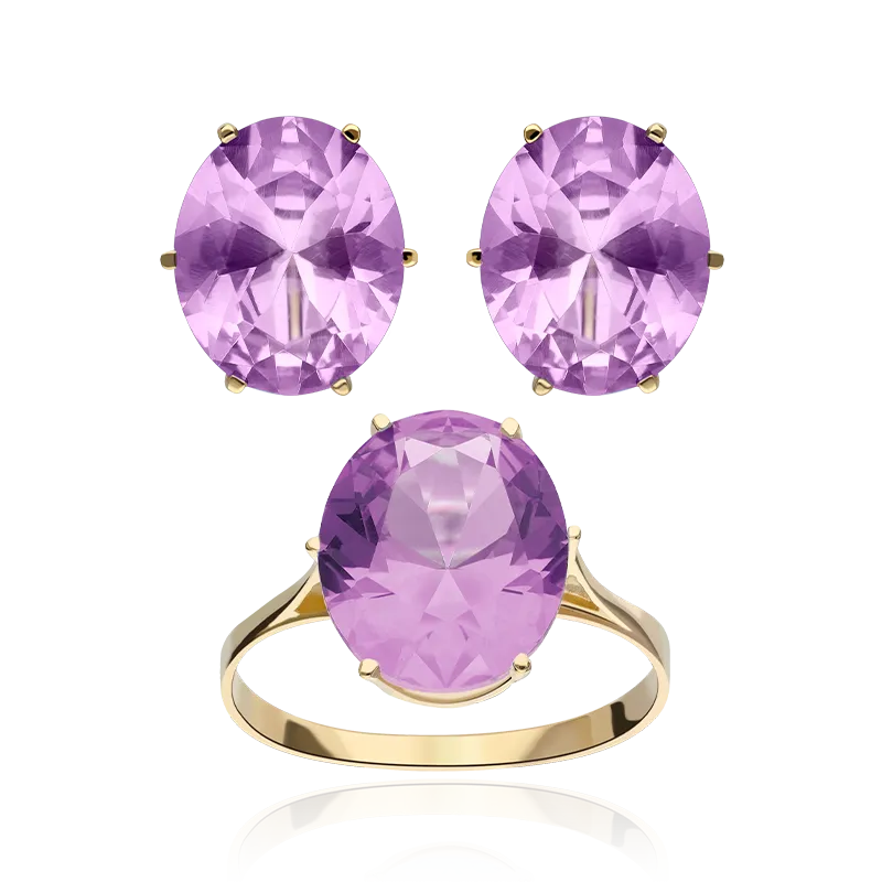 CONJUNTO "CHANTAL" AMATISTAS ORO 18K