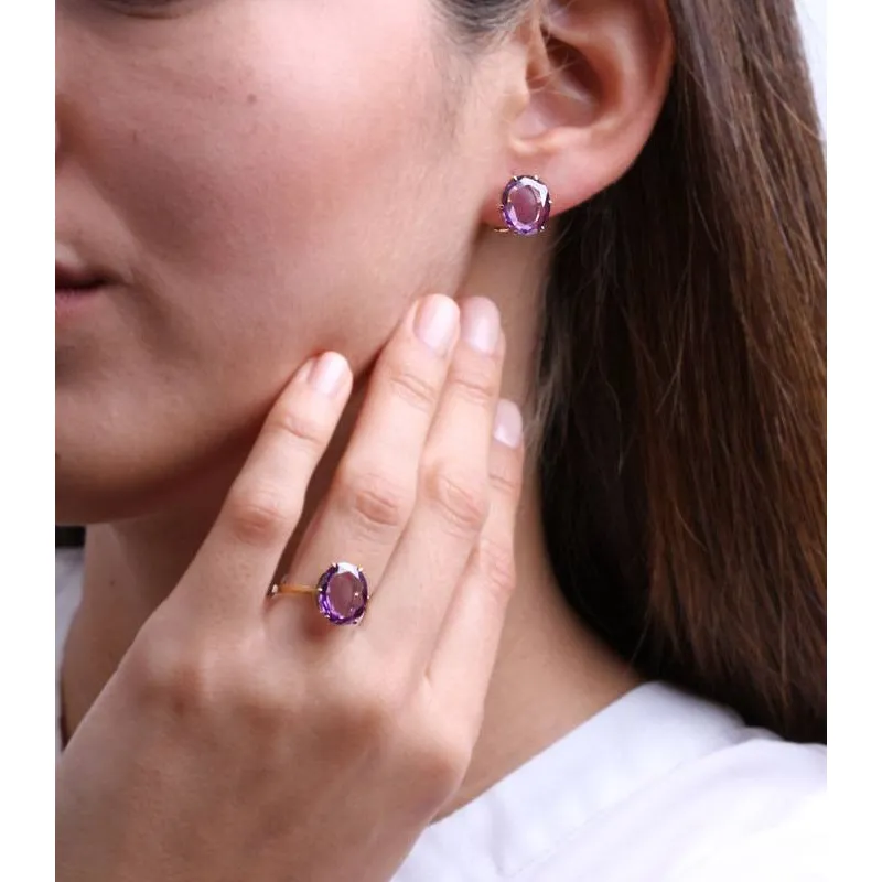 CONJUNTO "CHANTAL" AMATISTAS ORO 18K