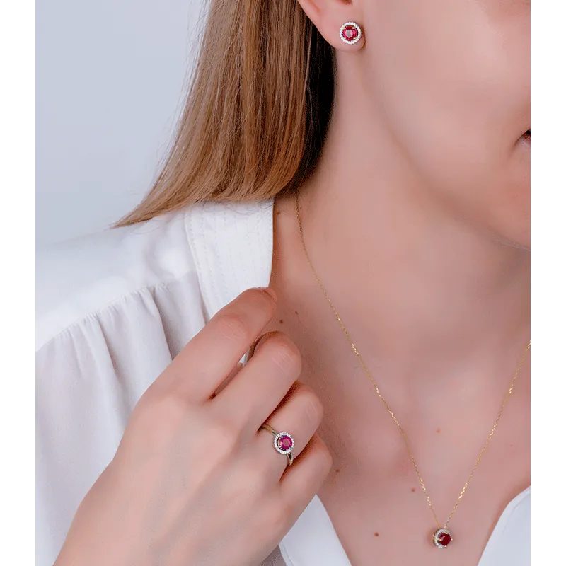 CONJUNTO "COLOR LIFE" RUBIES NATURALES ORO 18K