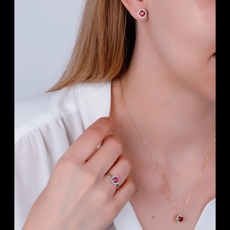 CONJUNTO "COLOR LIFE" RUBIES NATURALES ORO 18K