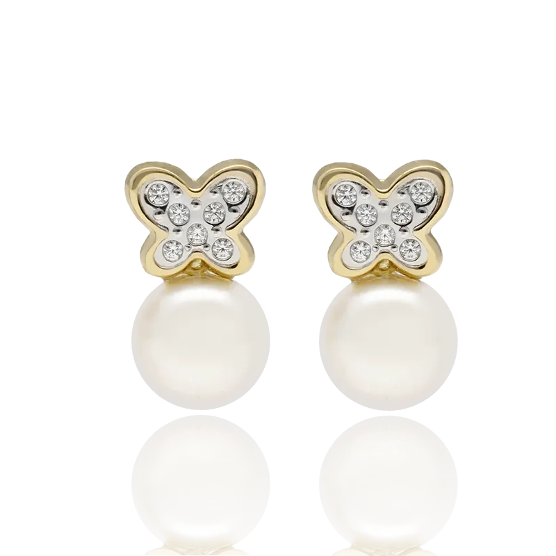 CONJUNTO "MARIPOSAS" ORO 18K P. CULTIVADAS