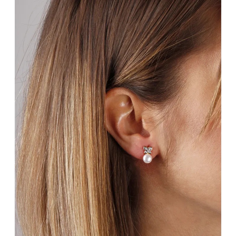 CONJUNTO "MARIPOSAS" ORO 18K P. CULTIVADAS