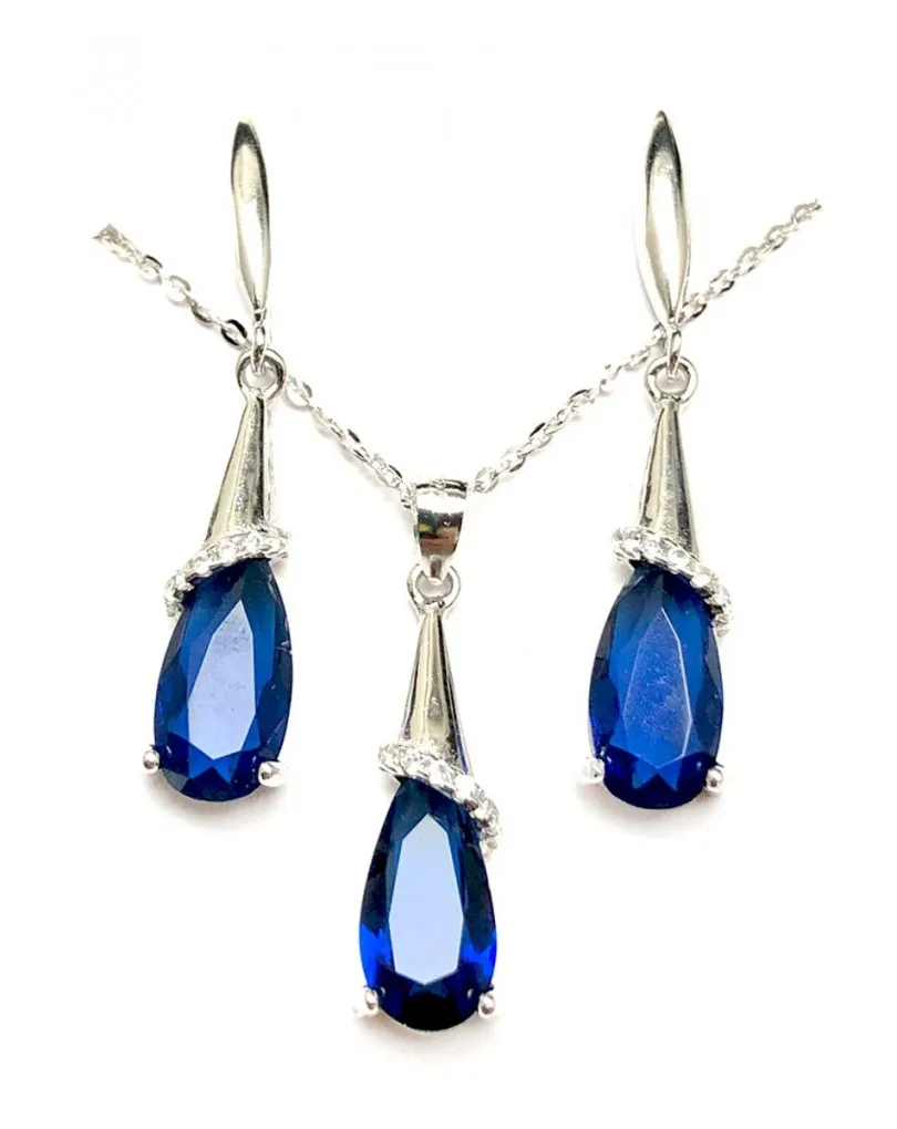 CONJUNTOS Y PENDIENTES PLATA MUJER AZULES JOYERIAS MADRID