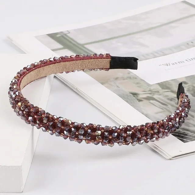 Diadema con cristales rosa oscuro