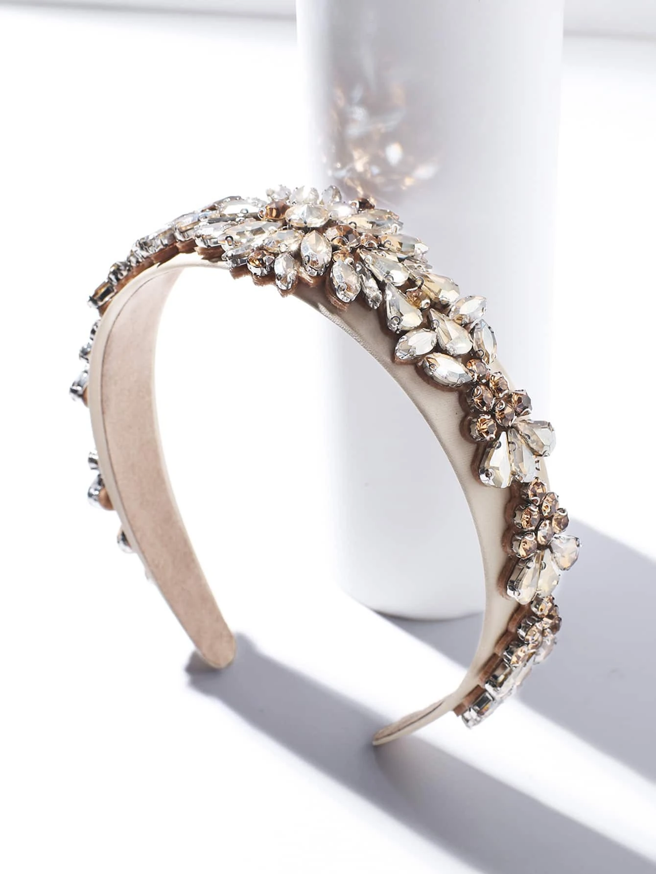 Diadema joyas con cristales dorado