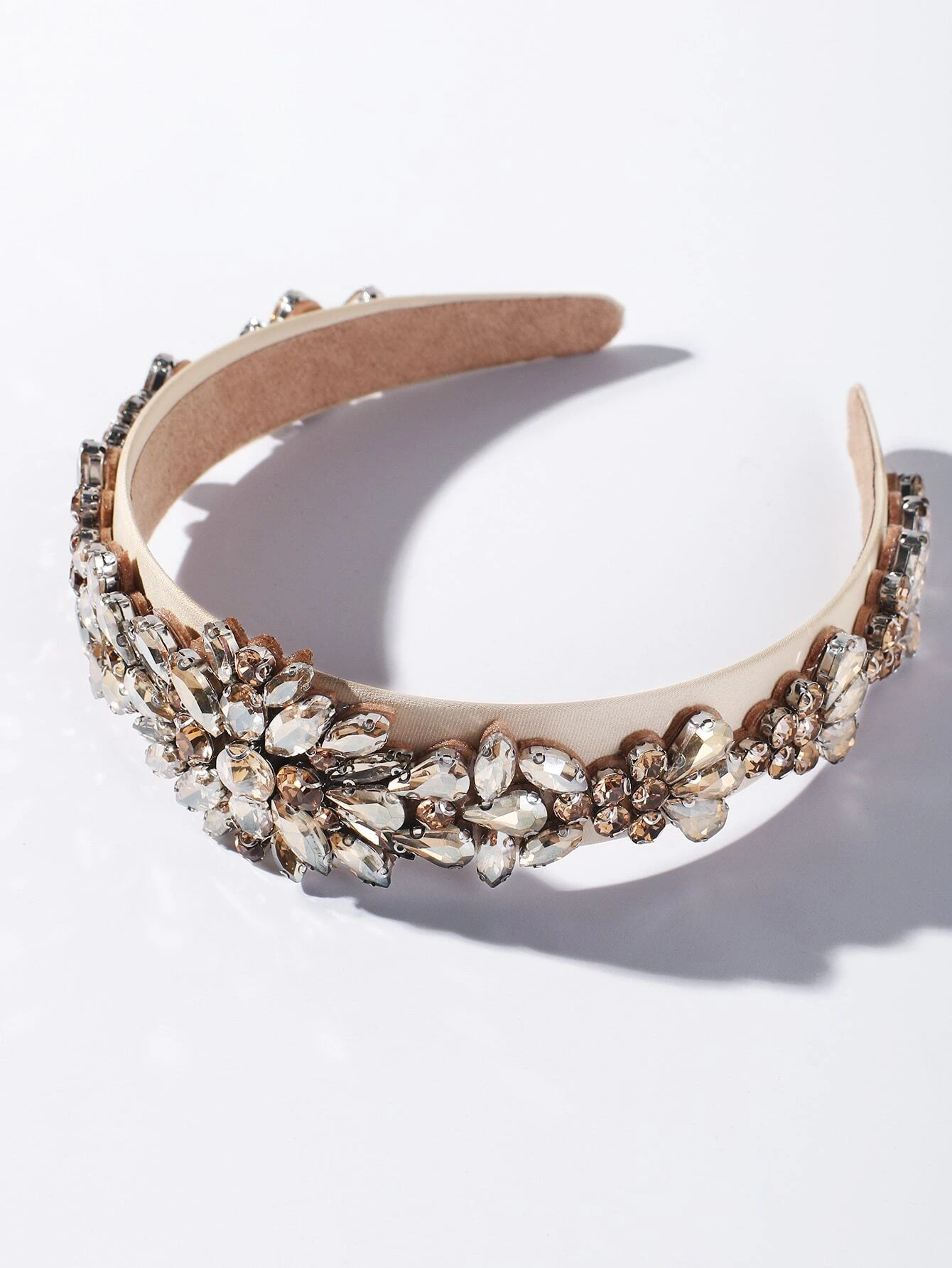 Diadema joyas con cristales dorado
