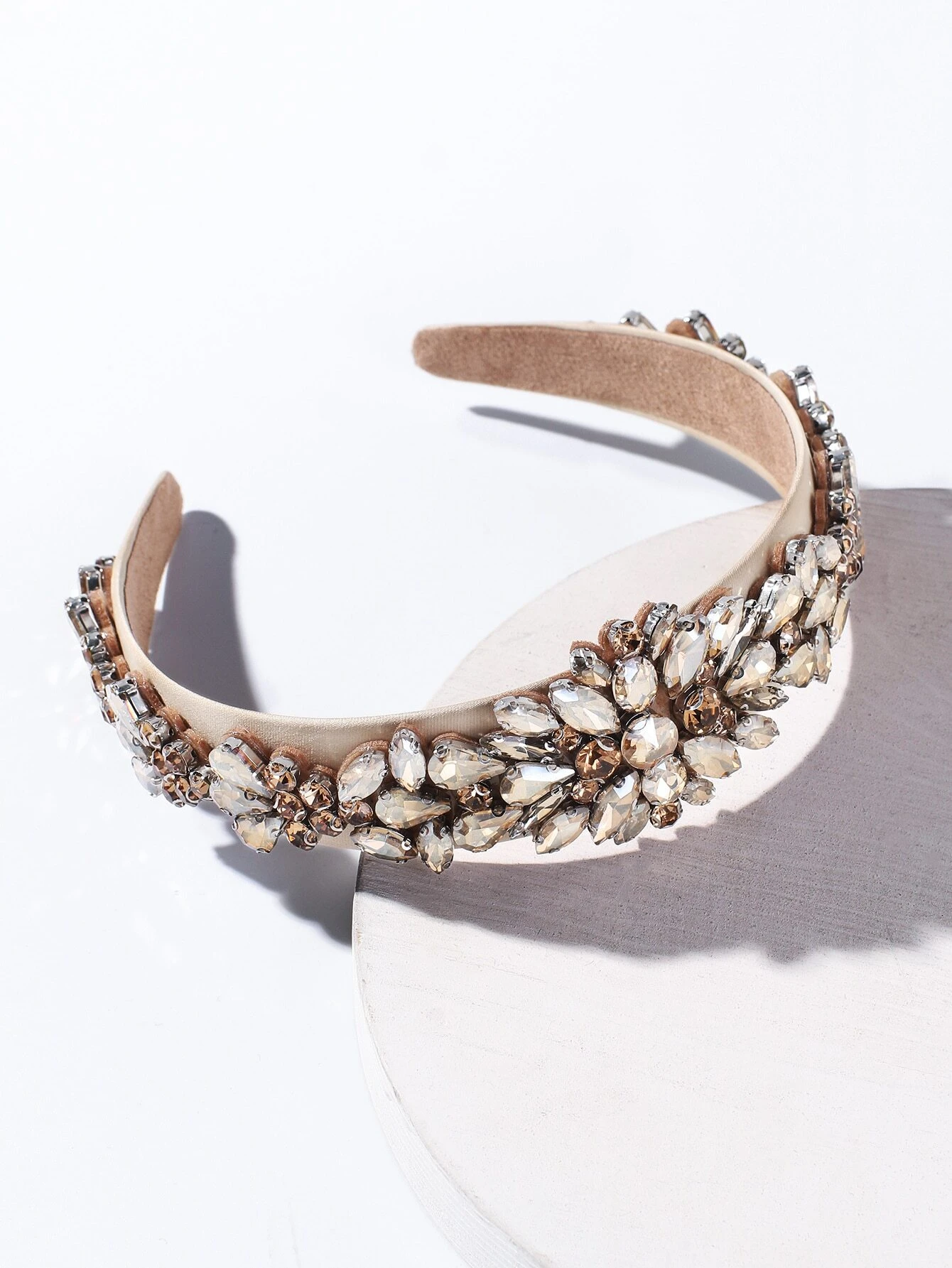 Diadema joyas con cristales dorado