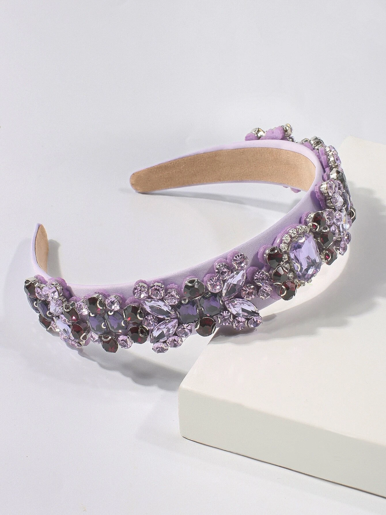 Diadema joyas con cristales violeta