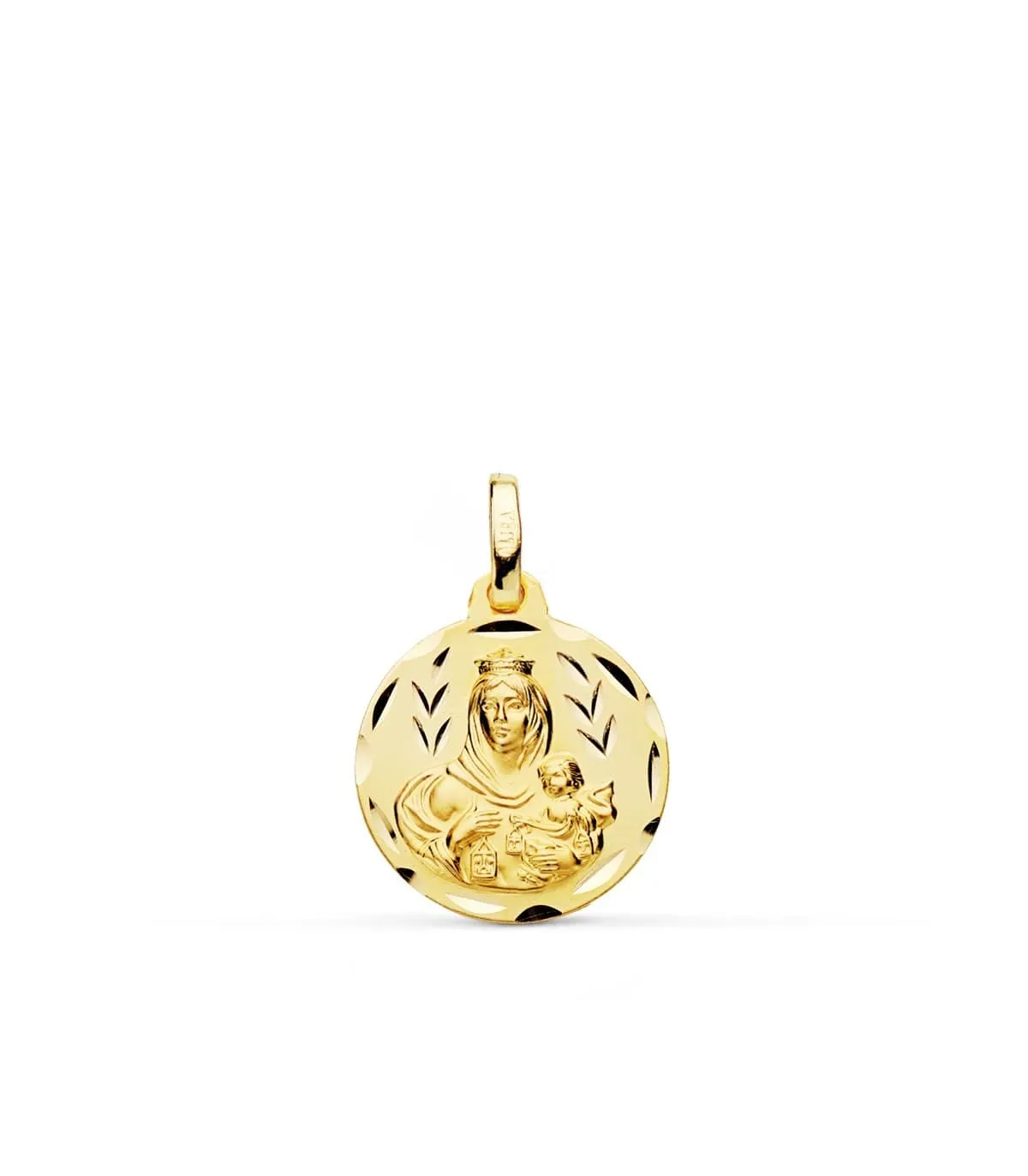 Escapulario V. Carmen y C. Jesús Oro 18K 16mm Tallado