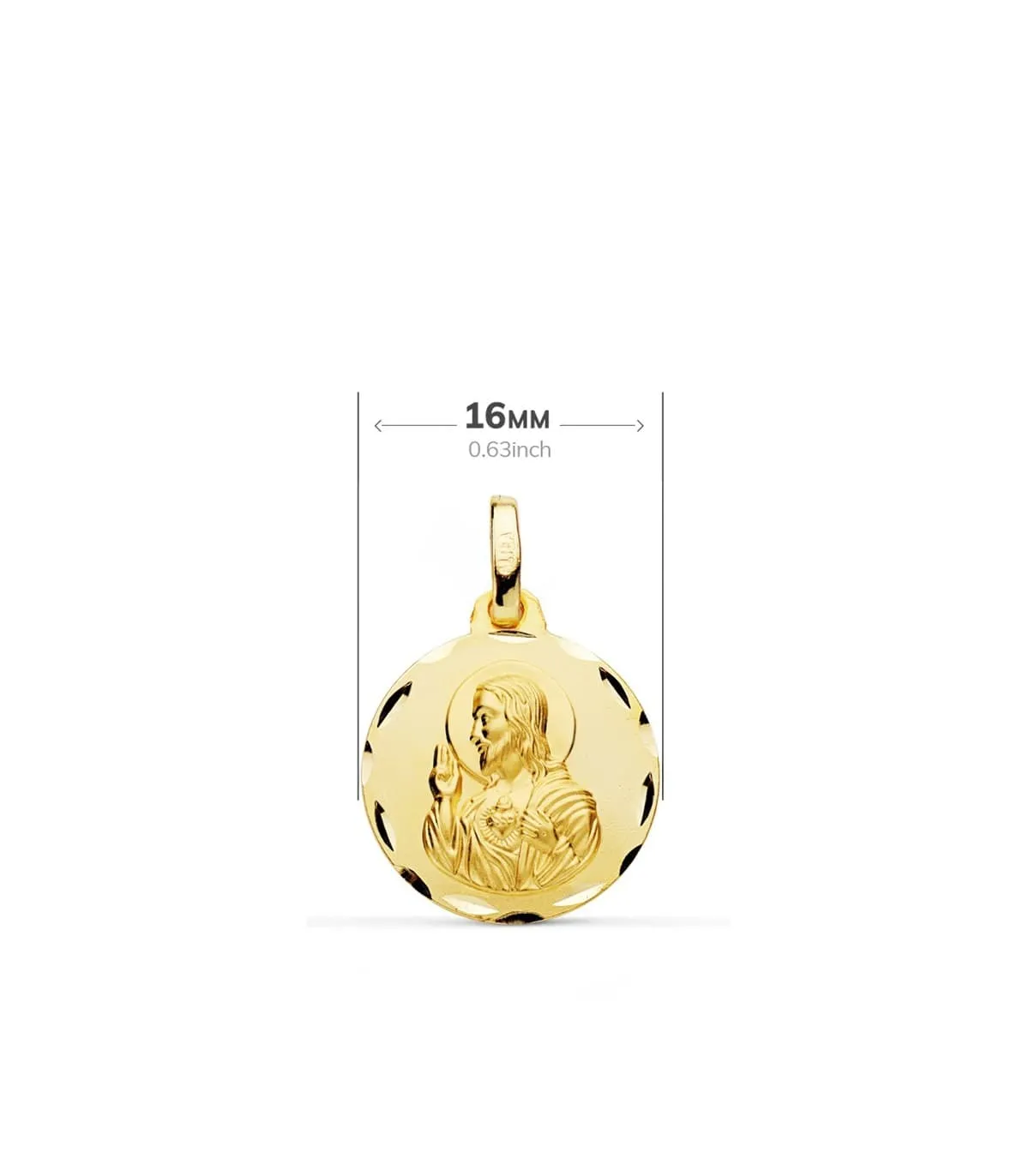 Escapulario V. Carmen y C. Jesús Oro 18K 16mm Tallado
