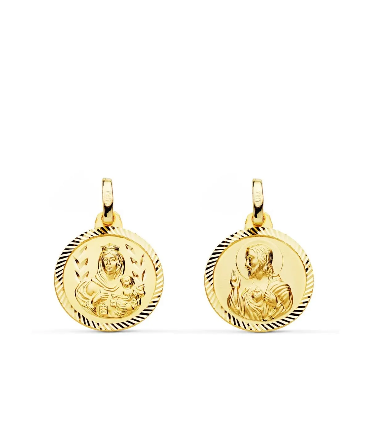 Escapulario V. del Carmen Corazón de Jesús Oro 18k 16mm