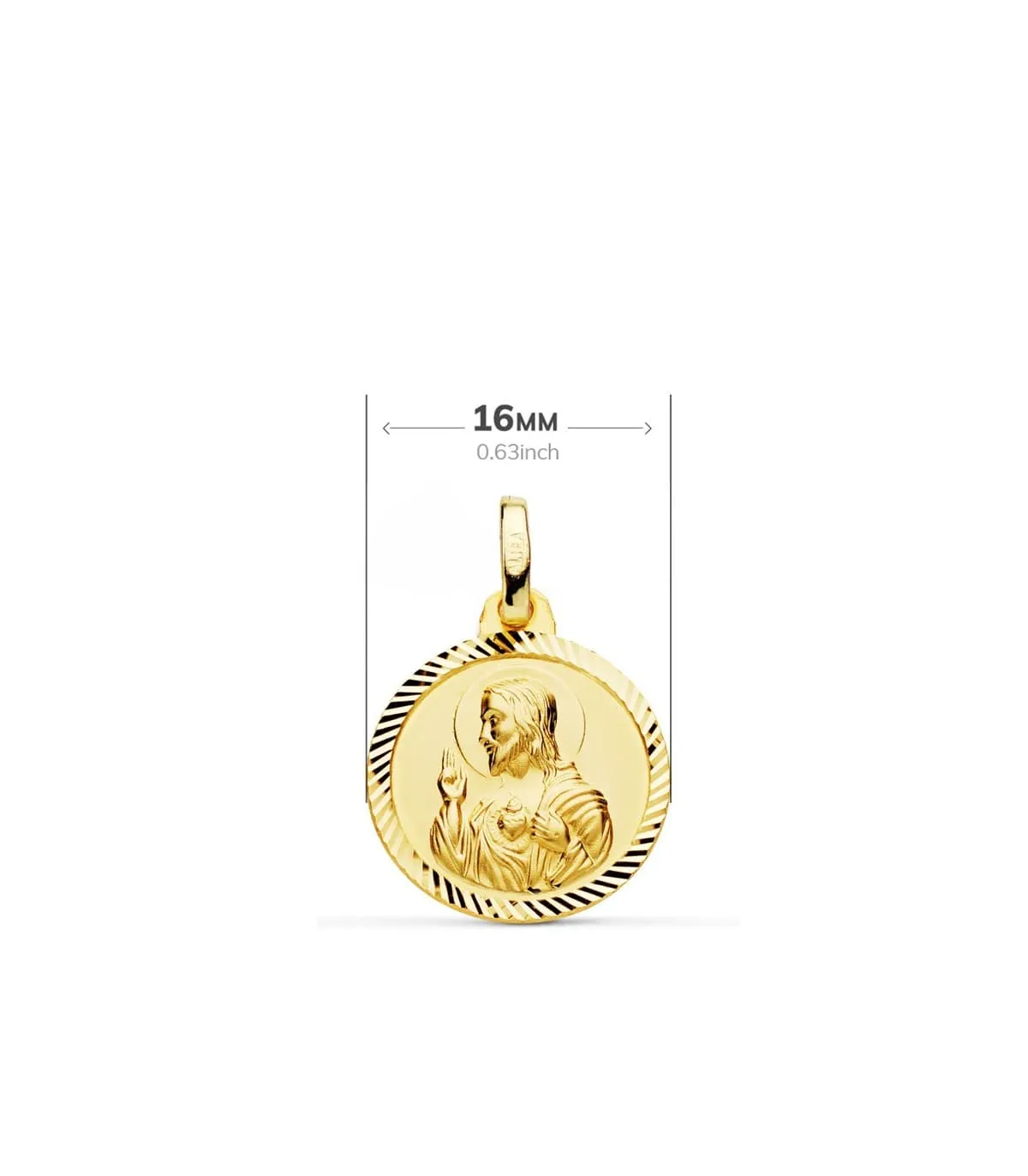 Escapulario V. del Carmen Corazón de Jesús Oro 18k 16mm