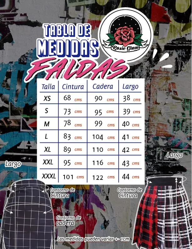 FALDA CON CORREITAS  ROSIEGLAM