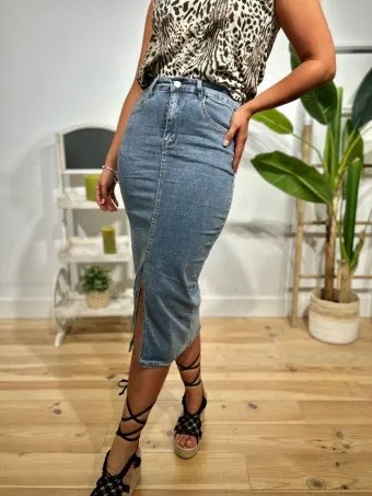 Falda Vaquera Midi STROKE