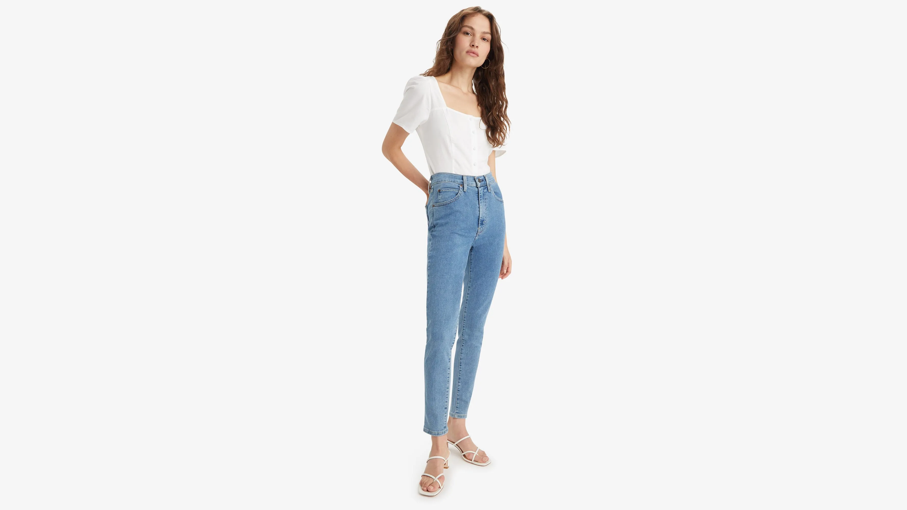 Jeans Ceñidos Retro De Tiro Alto