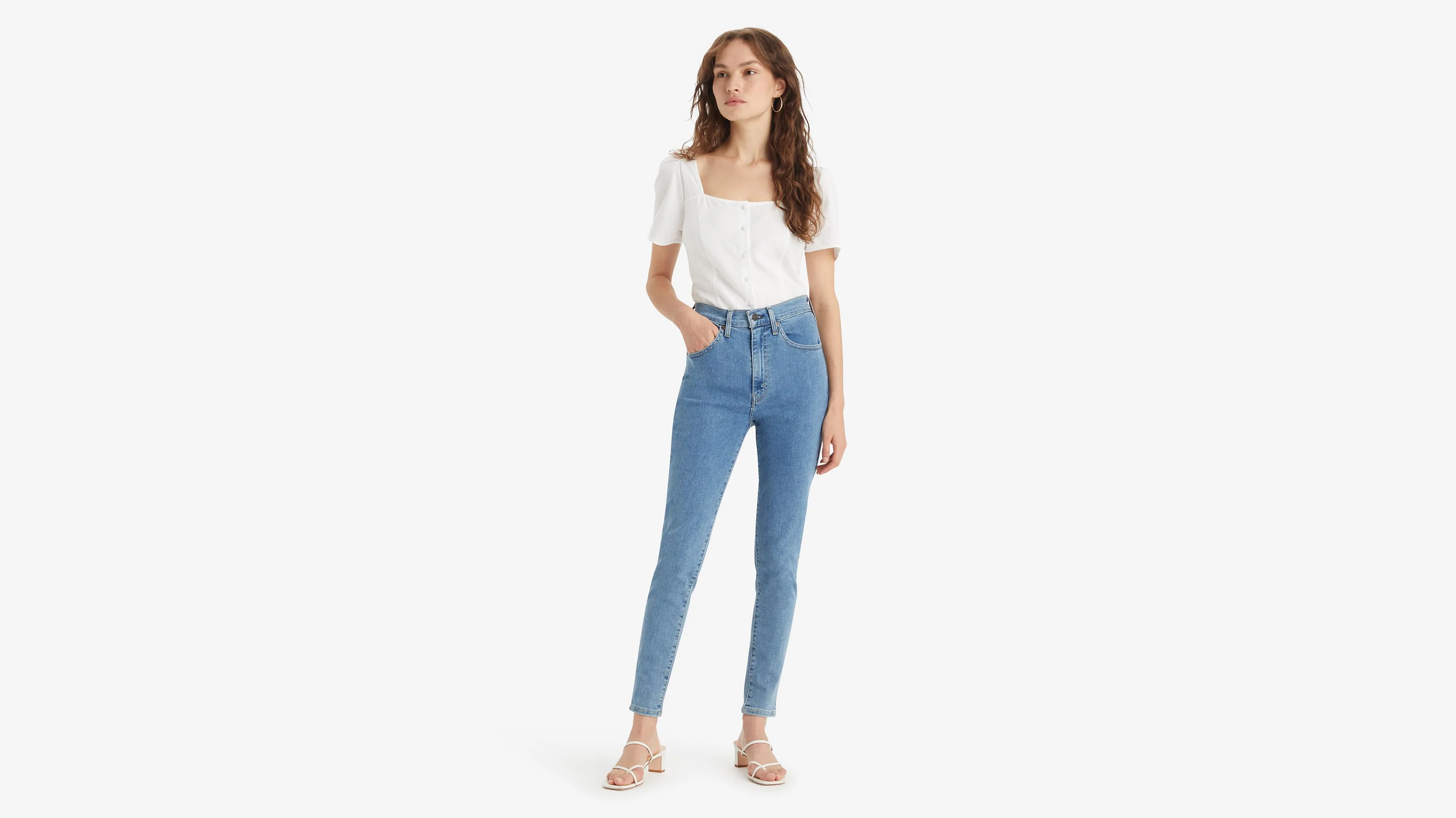 Jeans Ceñidos Retro De Tiro Alto