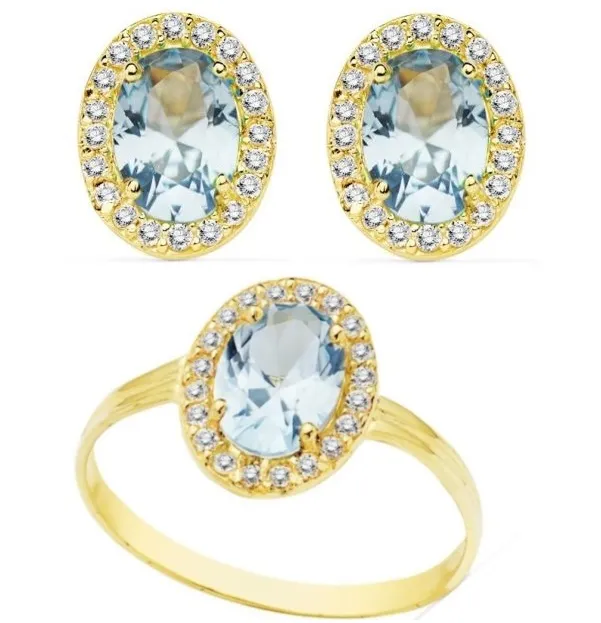 Juego Oro Piedra Color 10 x 8 mm