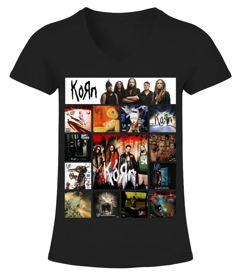 Korn Best Albums Camiseta cuello pico Mujer