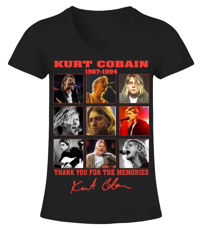 KURT COBAIN 19671994 CAMISETA CUELLO PICO MUJER