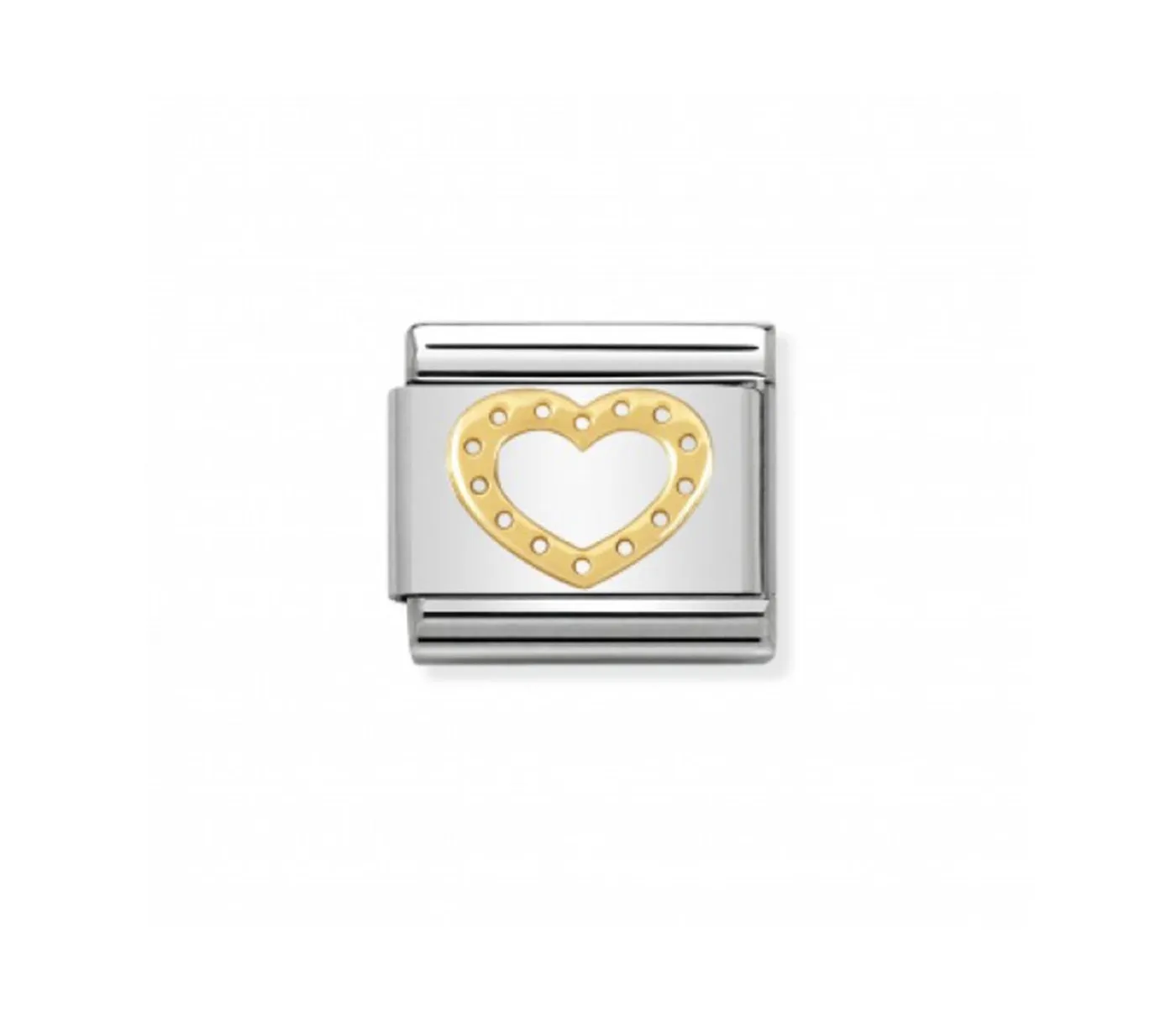 Link Acero y Oro Corazón Con Bolitas 030116 19