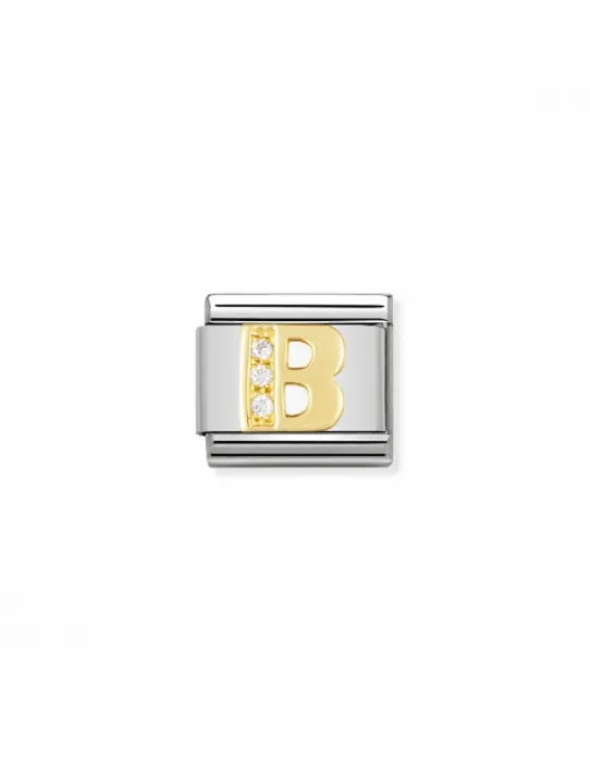 Link Nomination Acero y Oro con circonitas " B " 030301 02
