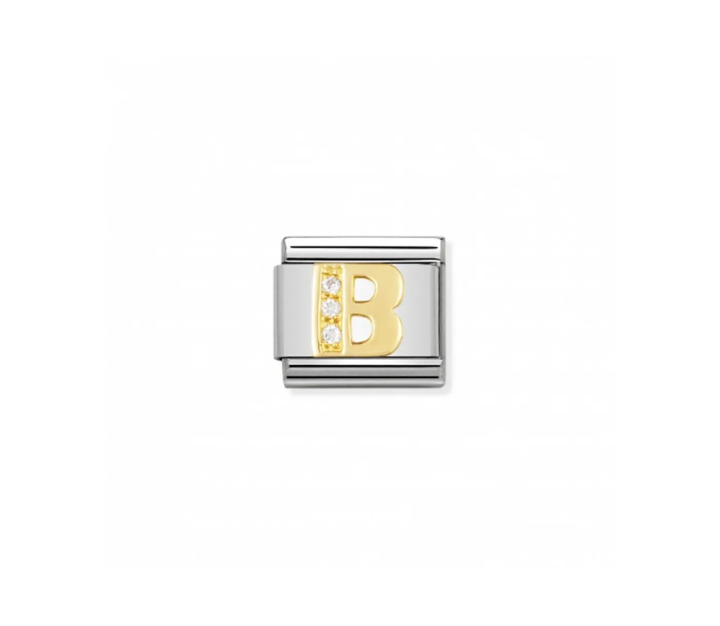 Link Nomination Acero y Oro con circonitas " B " 030301 02