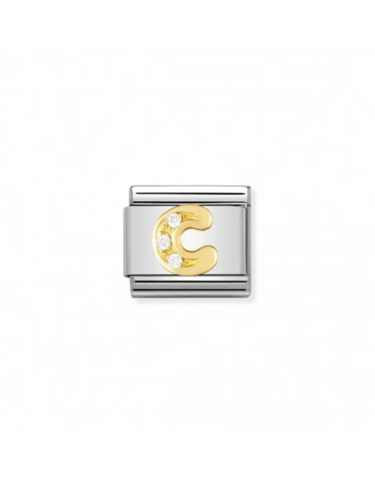 Link Nomination Acero y Oro con circonitas " C " 030301 03