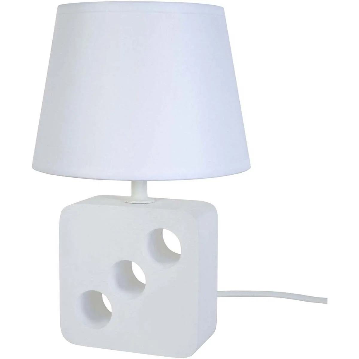 lámpara de noche redondo madera blanco