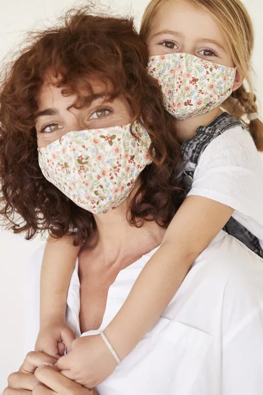 MASCARILLA PARA ADULTO  FLORES TEJA