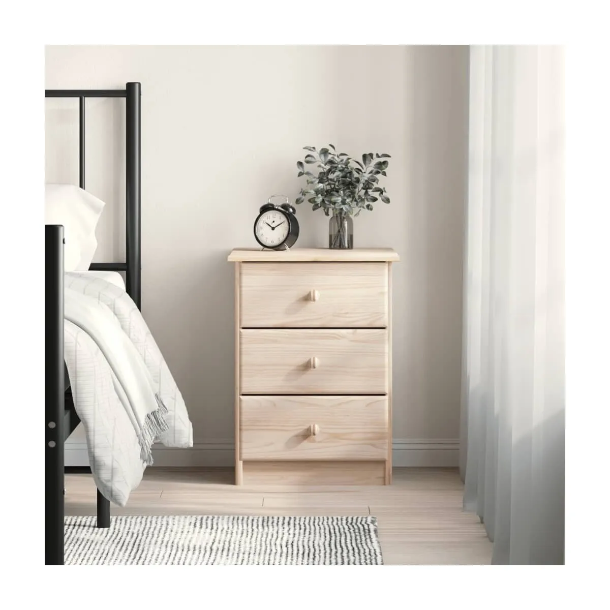 Mesita de noche ALTA madera maciza de pino 41x35x55,5 cm