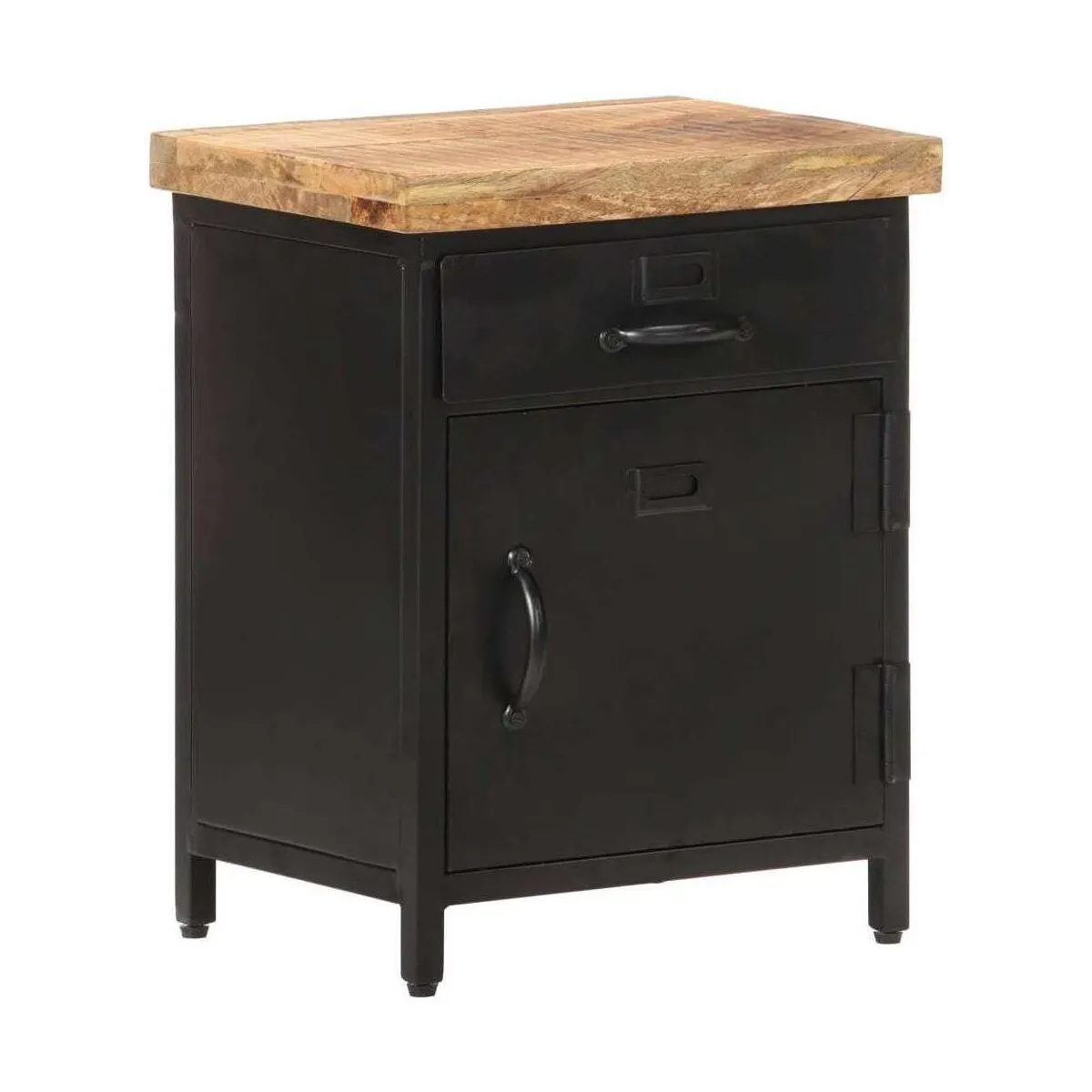 Mesita de noche de madera maciza de mango rugosa 40x30x52 cm