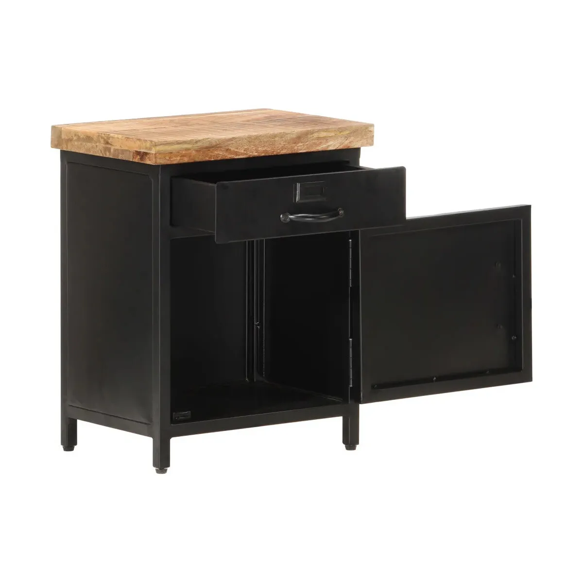 Mesita de noche de madera maciza de mango rugosa 40x30x52 cm