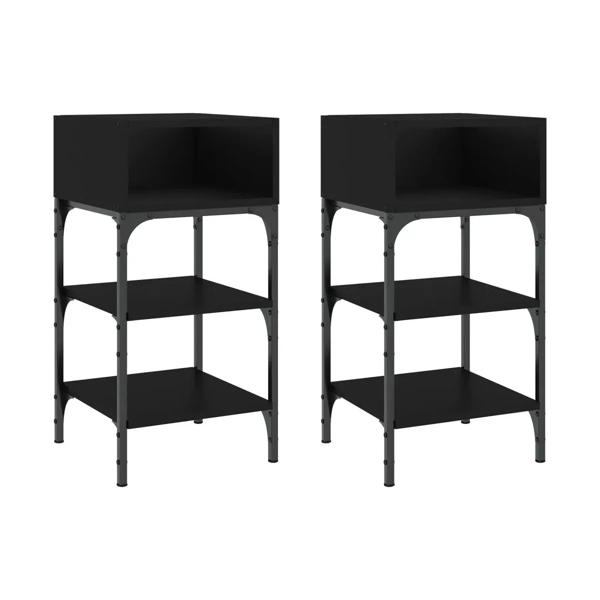 Mesitas de noche 2 uds madera de ingeniería negro 35x34,5x70