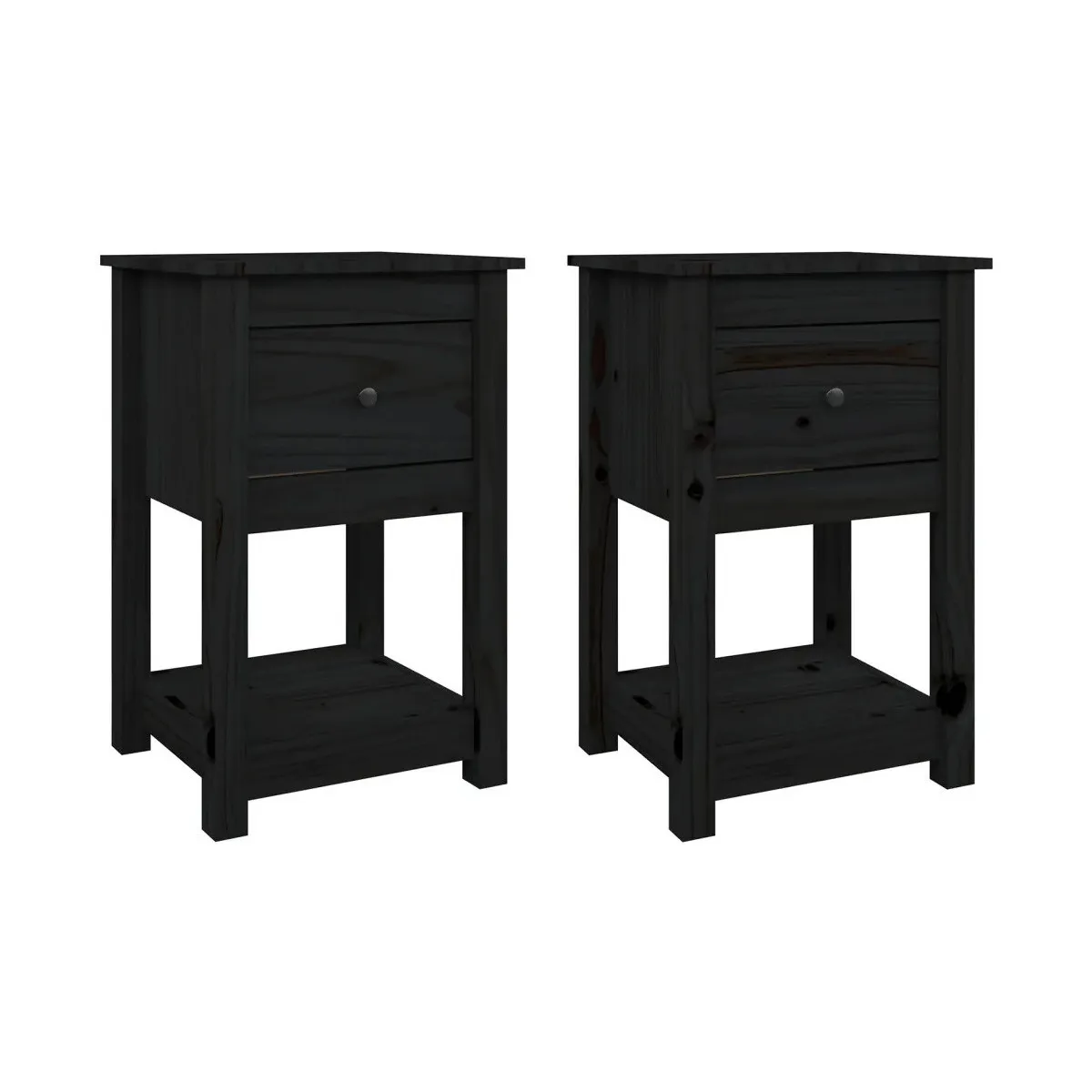 Mesitas de noche 2 uds madera maciza de pino negro