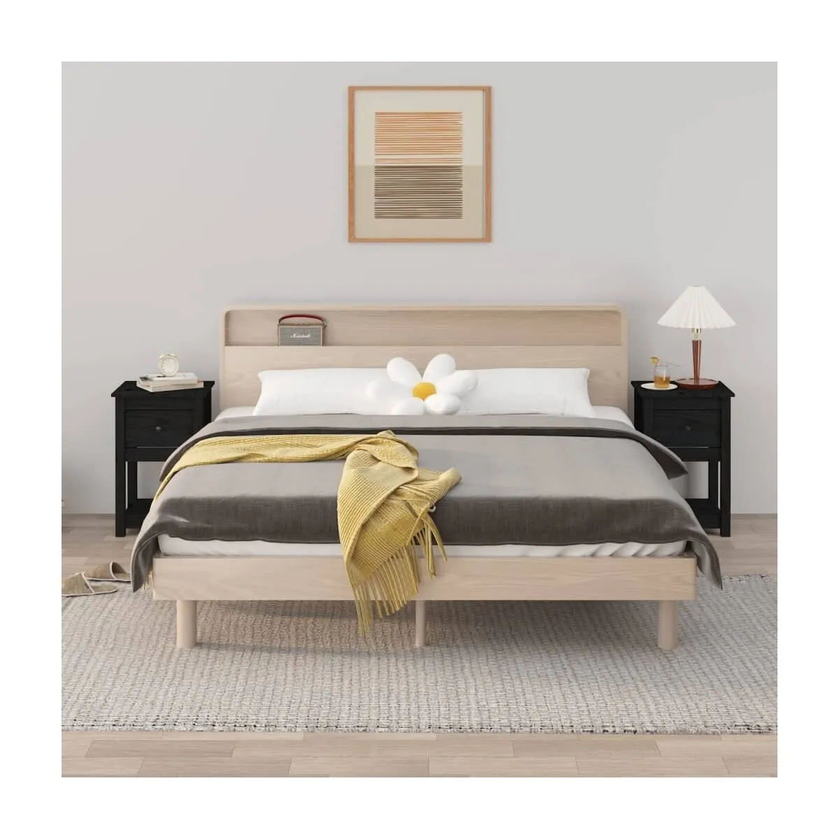 Mesitas de noche 2 uds madera maciza de pino negro