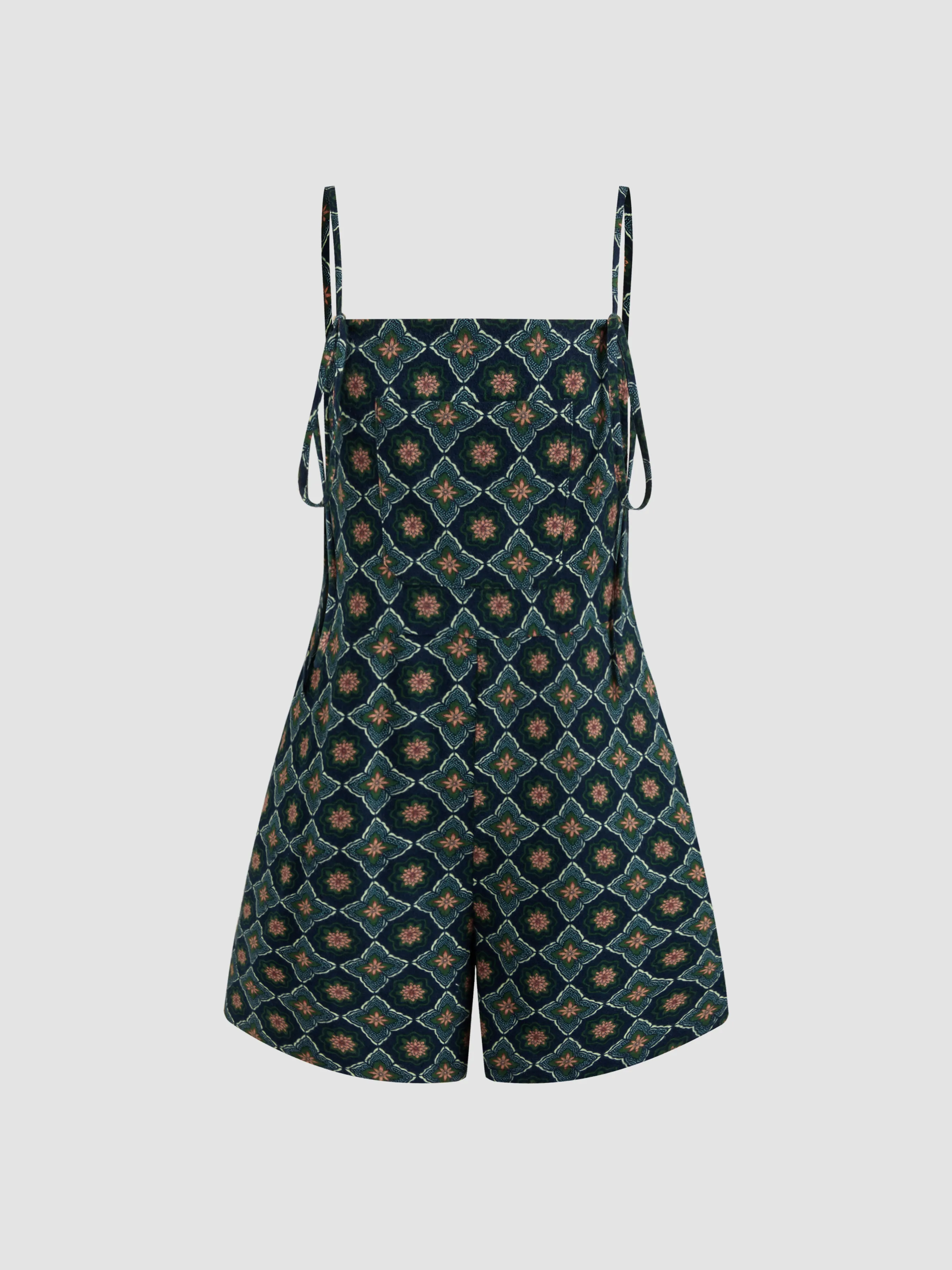 Mono con Bolsillo y Escote Cuadrado Floral