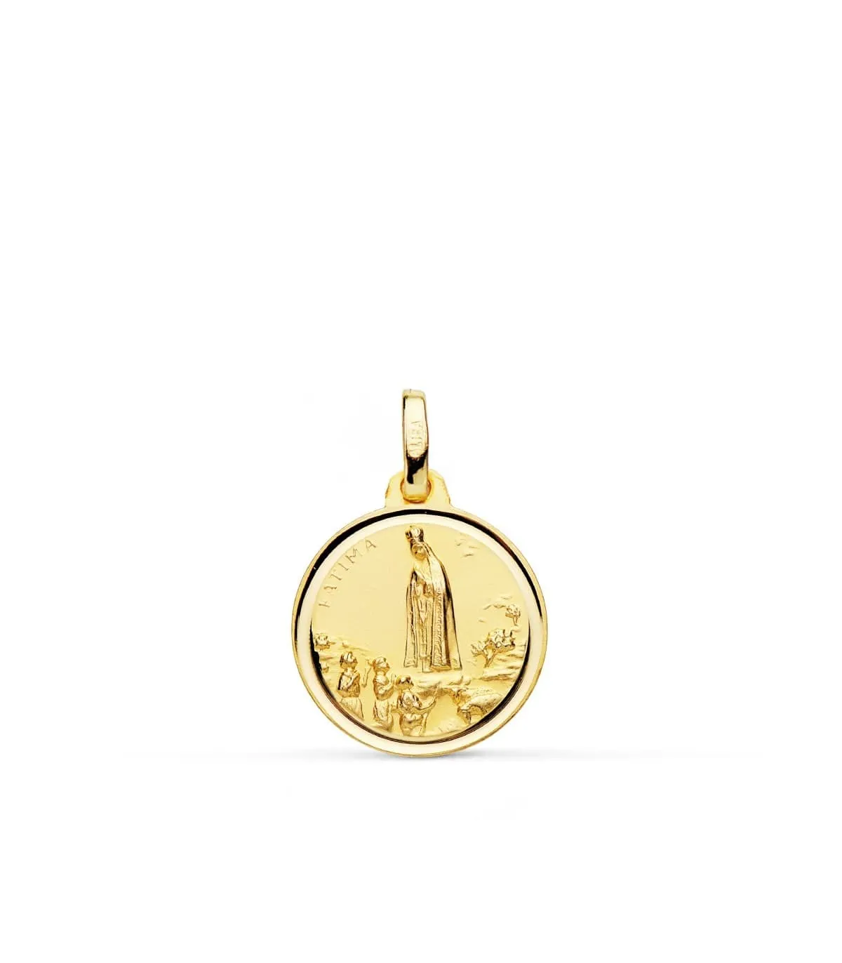 Médaille Vierge de Fatima Oro 18 K 16 mm Biseau