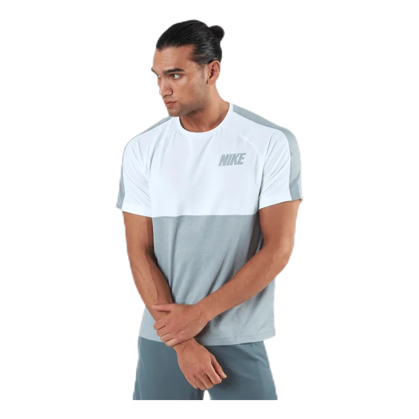 NIKE DRIFIT HYPER SS TOP WHITE/GREY