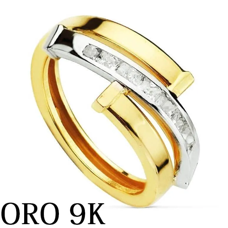Oro 9k Anillo triple