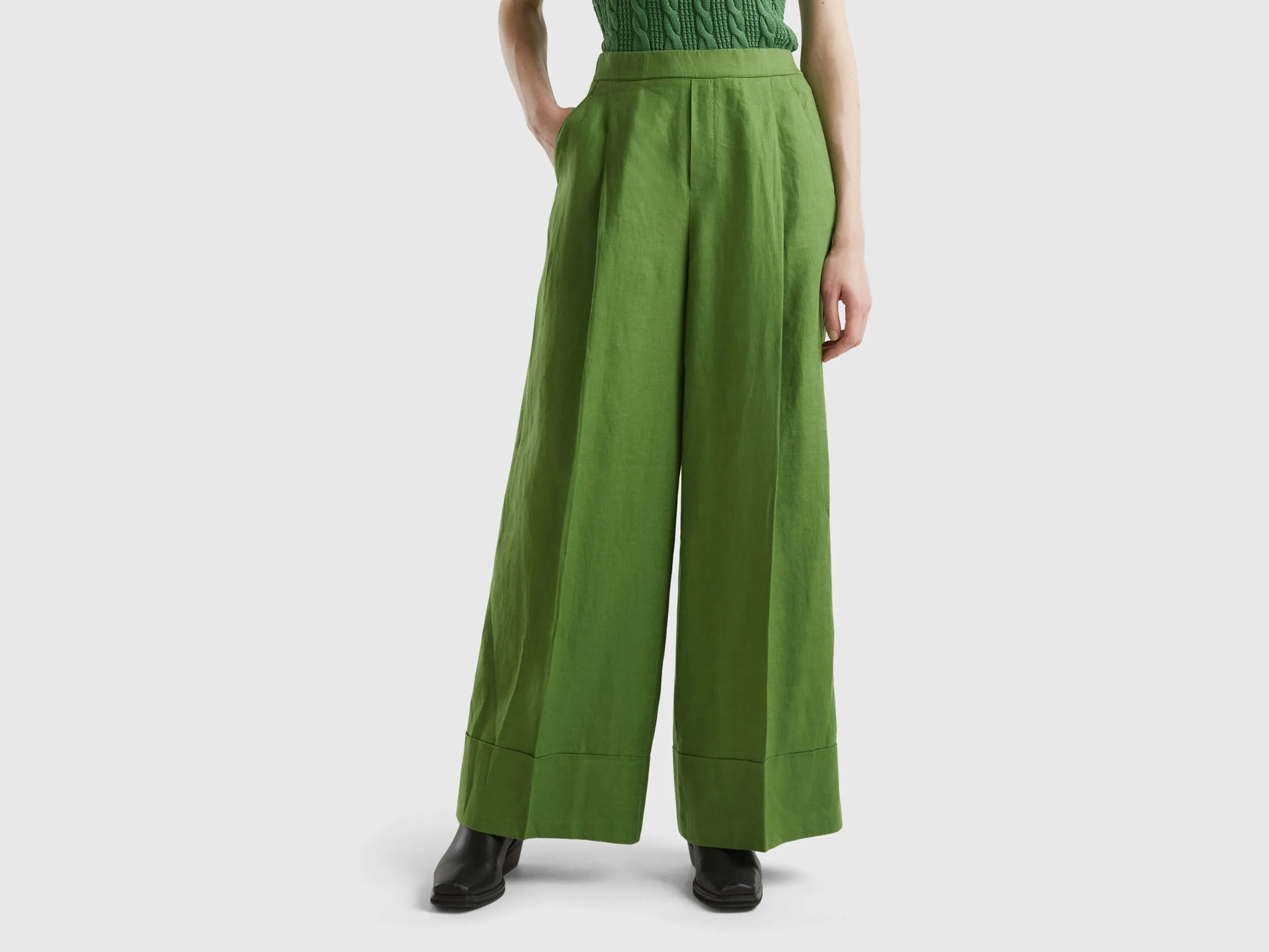 Pantalón palazzo de 100 % lino