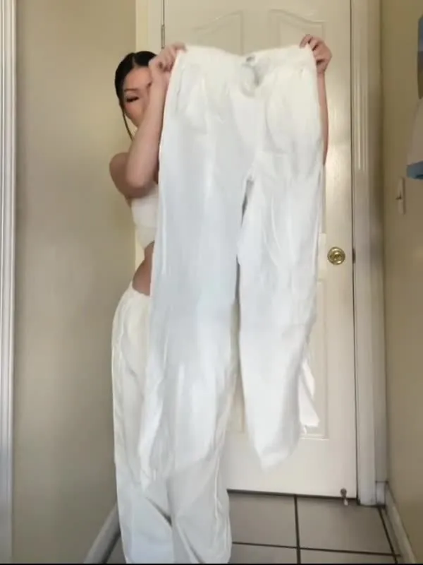 Pantalones de pierna recta con cintura elástica retro