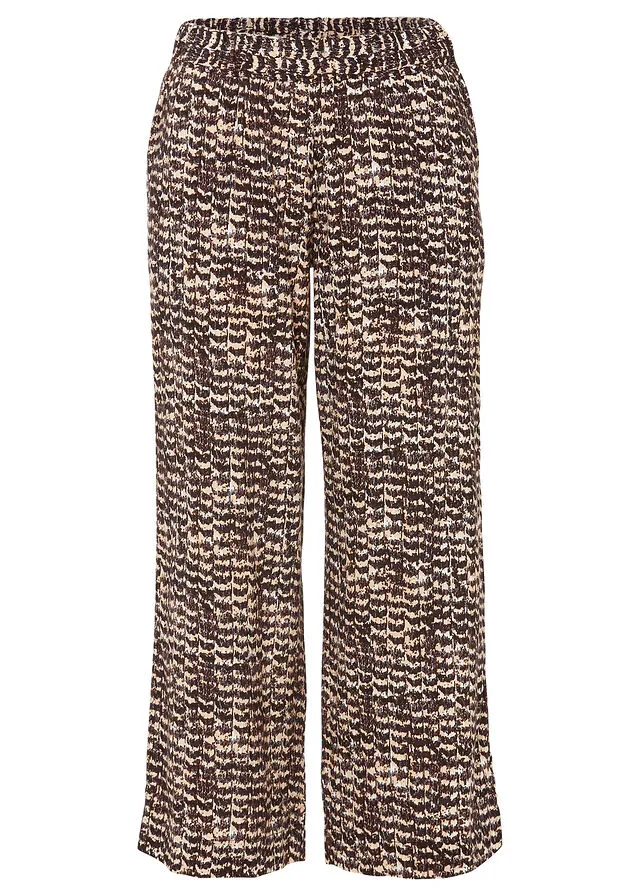 PANTALóN CON CINTURILLA ELáSTICA BEIGENEGRO CON ESTAMPADO DE CEBRA