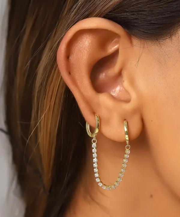 Pendiente Plata con Baño de Oro 2 Aros