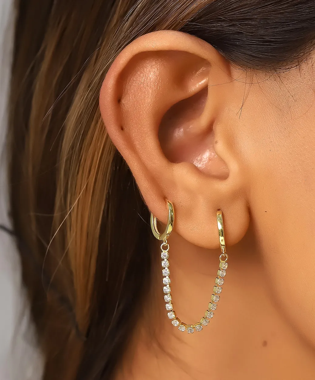 Pendiente Plata con Baño de Oro 2 Aros