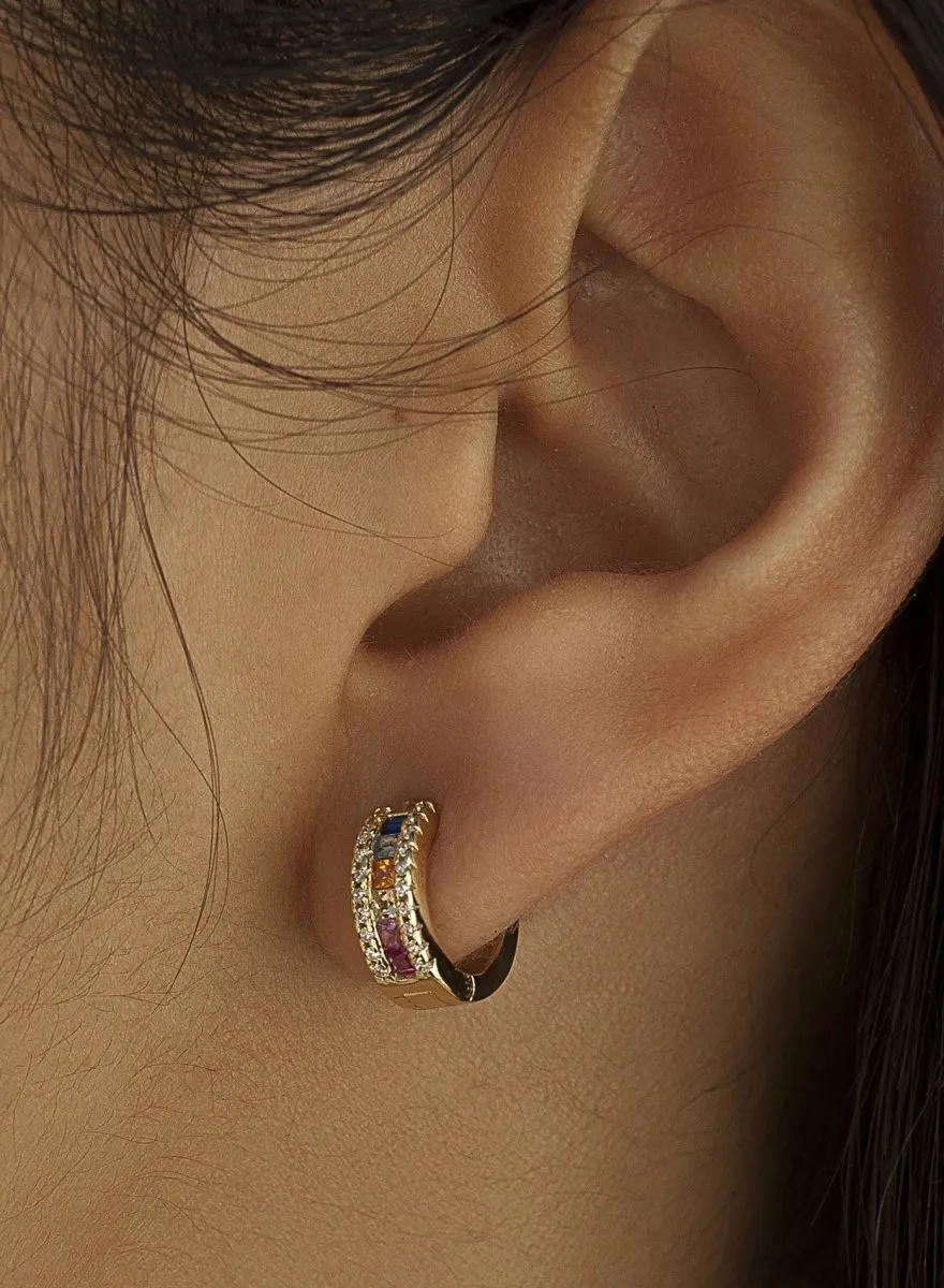 Pendientes aros pequeos diseo carril de gemas talla princesa