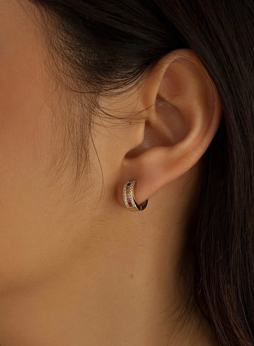 Pendientes aros pequeos diseo carril de gemas talla princesa