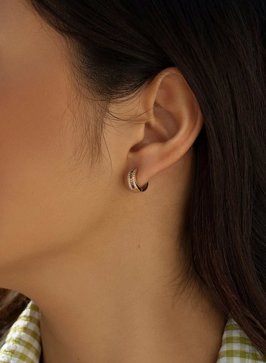 Pendientes aros pequeos diseo carril de gemas talla princesa