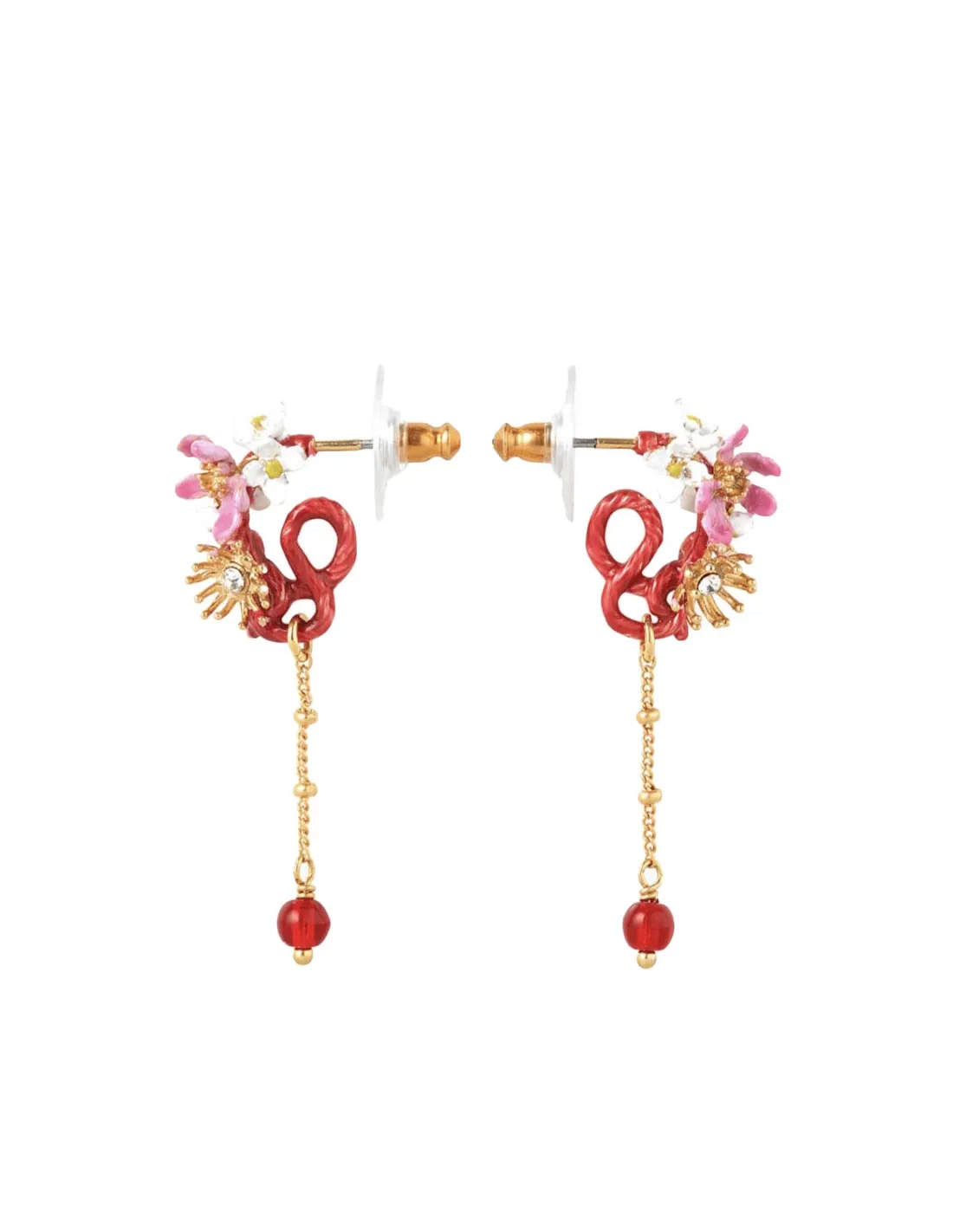 Pendientes bolitas flores
