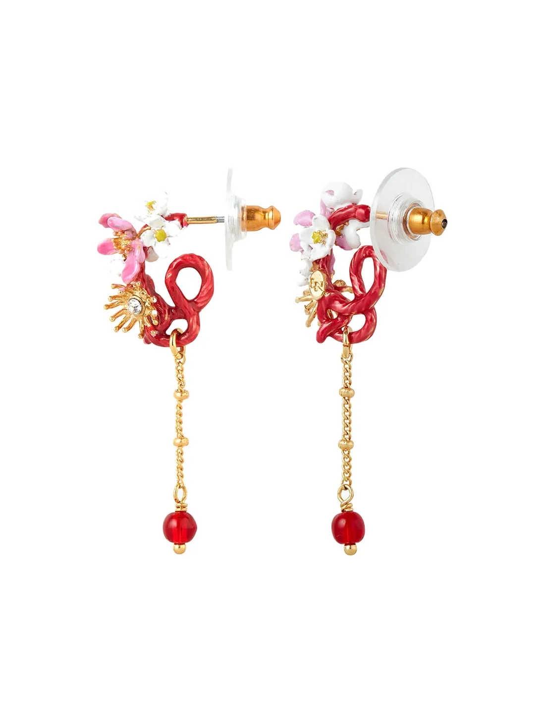 Pendientes bolitas flores
