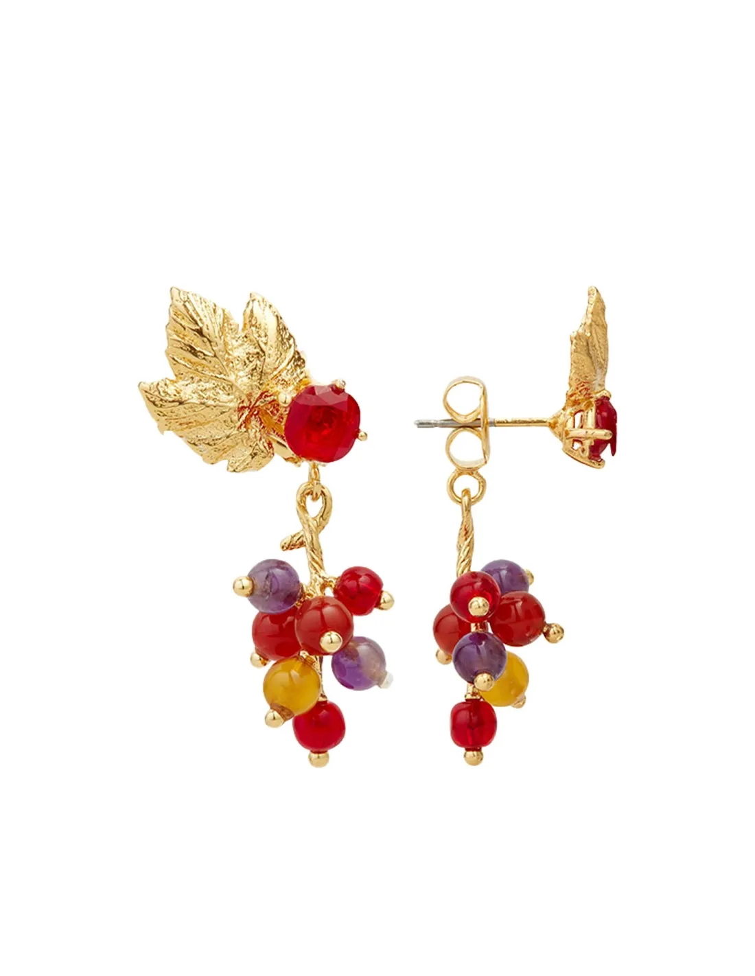 Pendientes bolitas uva y hoja de vid